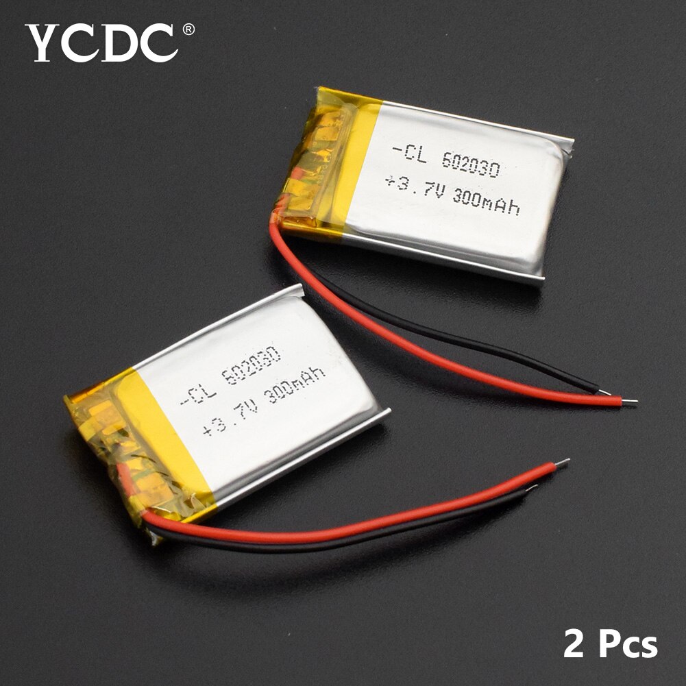 Polymer lithium battery 602030 300mAh 3.7V Li-po Rechargeable batteries li ion Battery for Bluetooth Pen Camera GPS MP5 MP3 MP4: 2Pcs