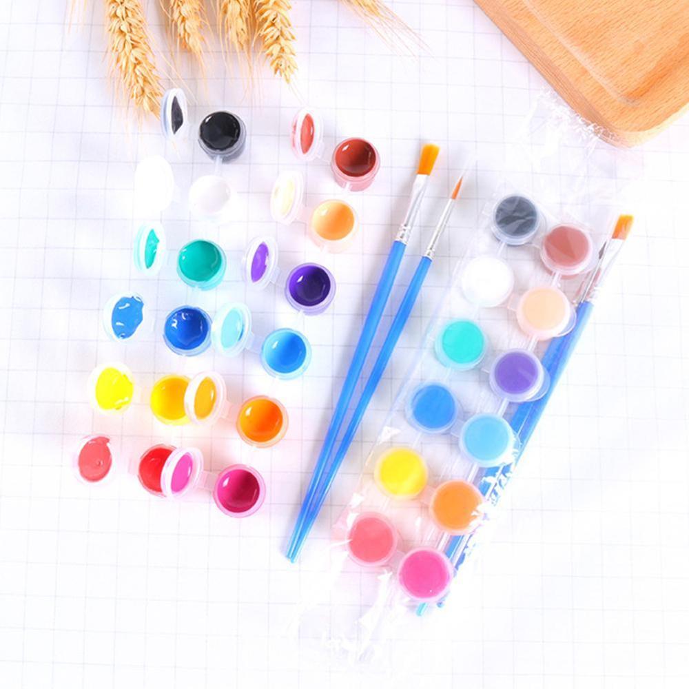 12 colores dedo kit de herramientas para pintar pintura con 2 cepillos juguete de arte DIY juguetes educativos de los niños su pigmento dar M4K7