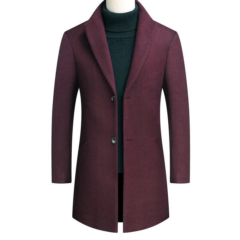 Winterjas heren trenchcoat lange warme wollen jas heren dikke overjassen overjas heren enkelrijs jassen plus maten m-xxxxl: Rood / 4xl