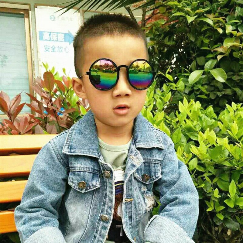 Korean Kids Children Colorful Sunglasses Round Reflective Glasses Baby Children UV400 Sport Sunglasses Toys Accessories