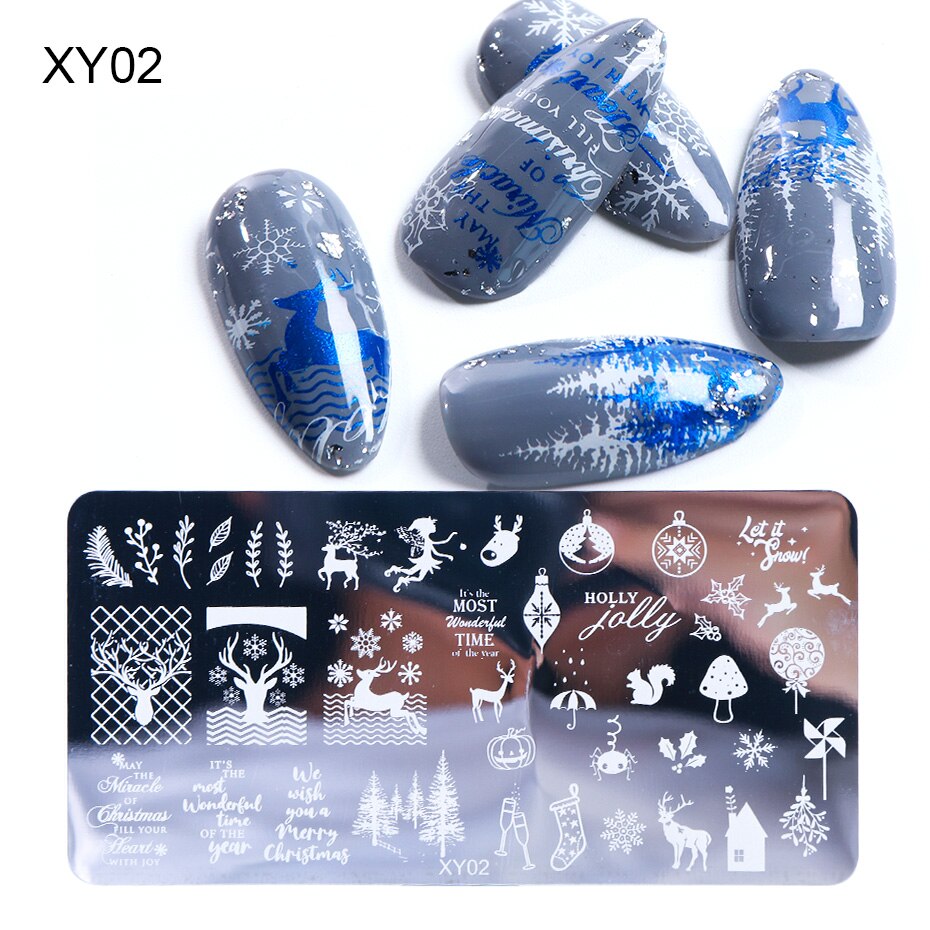 1 stk jule nail art stempling plater snøflak bokstaver blader negle stempel maler polish sjablonger manikyr trxy 01-08