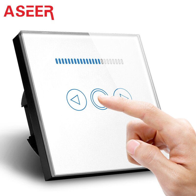 Aseer Eu Standaard Schakelaar, Smart Switch Dimmer 500W, Luxe White Crystal Glass Panel,AC110 ~ 240V Led Dimmer Muur Schakelaar
