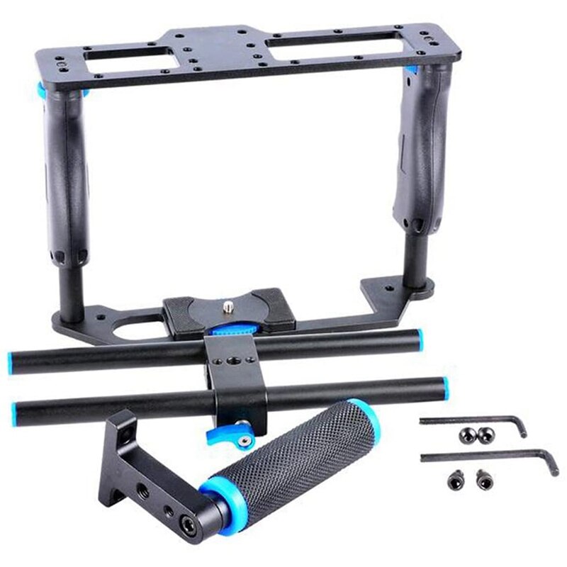 Aluminiumlegering camera video kooi film film maken kit met video kooi voor canon/nikon/sony 5d/600d/d610d/700d dslr