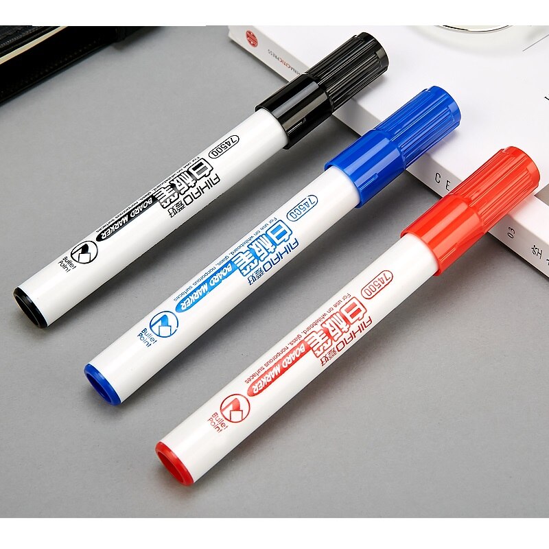 3pcs White Board Marker Pen for Whiteboard Glass Nonporous Surface Red Blue Black Ink Pens Office Meeting School Teaching A6904