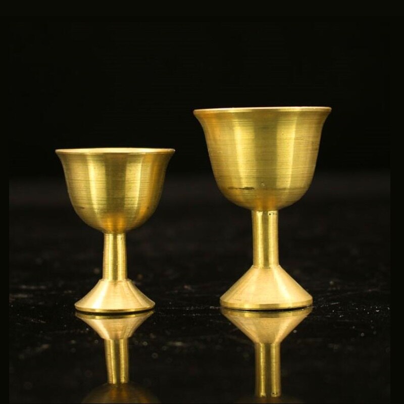 Copa de cobre puro, artículos budistas, copa para Dios de la riqueza