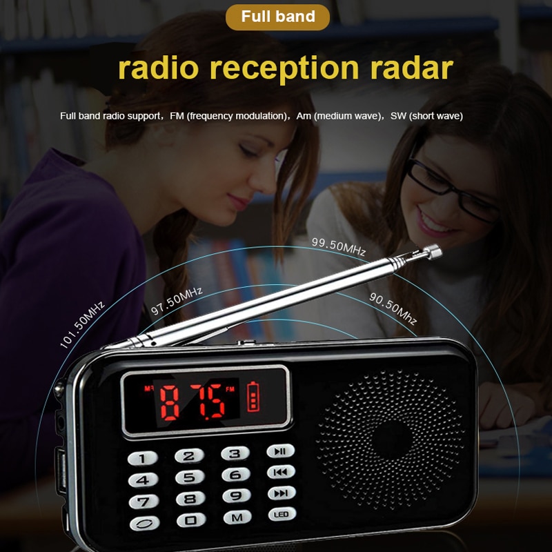 FM/AM/SW Radio Receiver FM Radio Stereo Sound MP3 Player with Bluetooth Speaker Function TF card AUX Portable Pocket