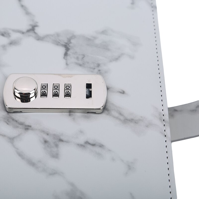 Anteckningsbok papper vintage läder marmor dagbok journal med kombination lösenord lås kod anteckningsbok skolkontor brevpapper