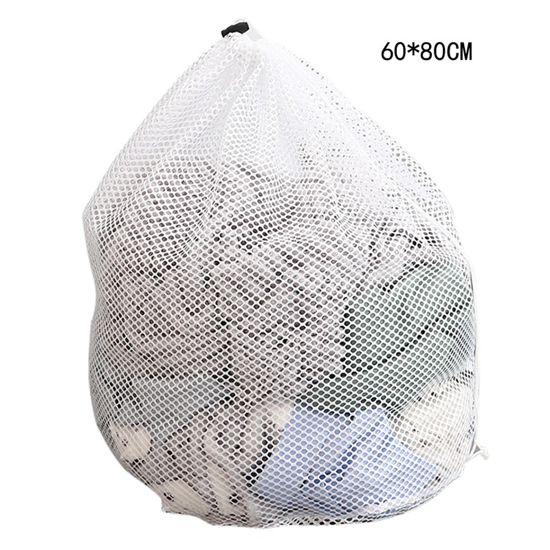 Mesh Laundry Bag Drawstring Washing Machine Laundry Bag Underwear Bra Socks Wash Net Large Capacity Clothes Storage Pouch: Thick net 60x80cm