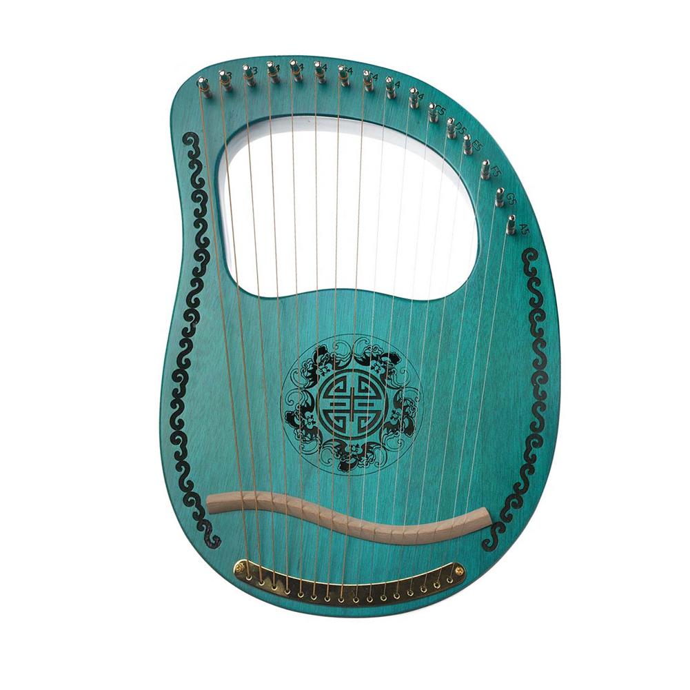 Muslady Lyre 16 String Harp Portable Solid Wood Mahogany Harp 16 String Stringed Musical Instrument Green Harp