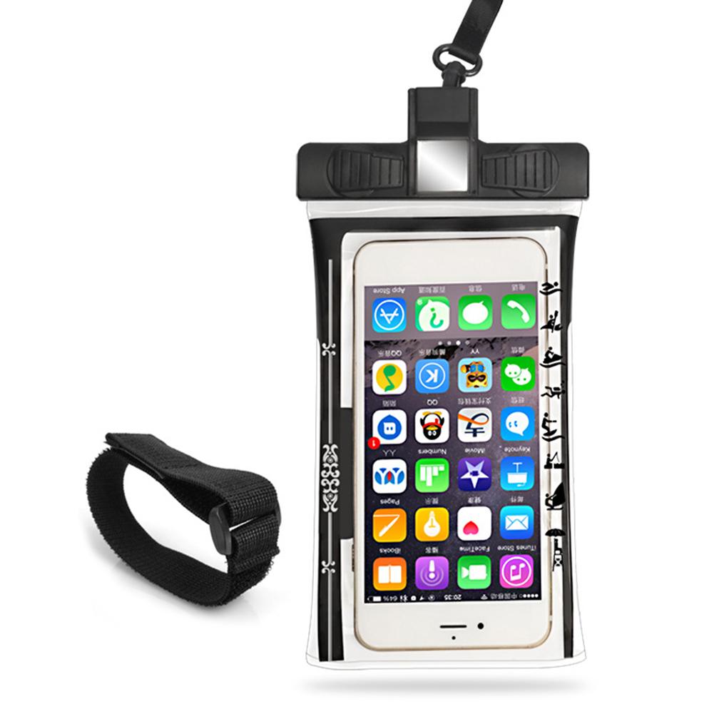 Multi-function Whistle Mobile Phone Waterproof Bag for Riding Mountaineering Swimming Dry Bag Underwater Case: black