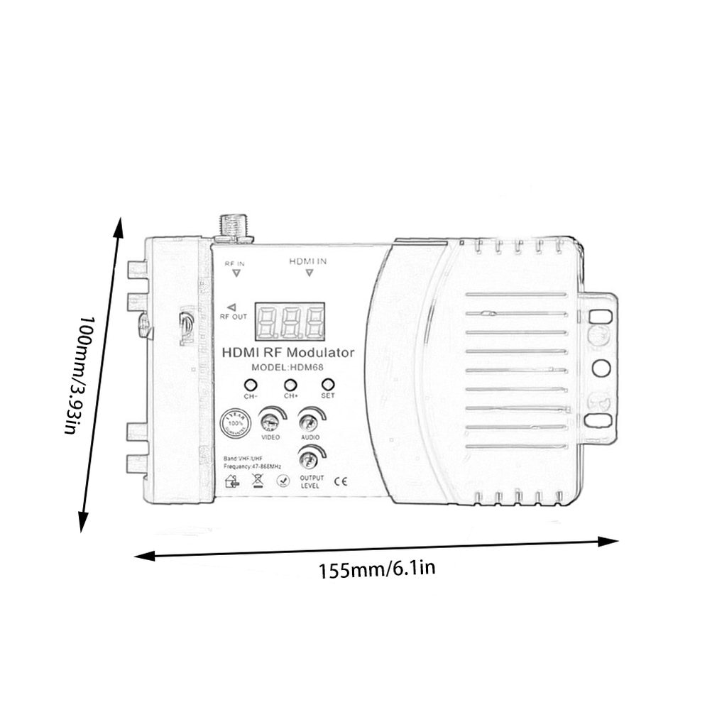 Hdm68 Modulator Digital Rf HDMI-compatible Modulator Av To Rf Converter Vhf Uhf Pal/Ntsc Standard Portable Modulator