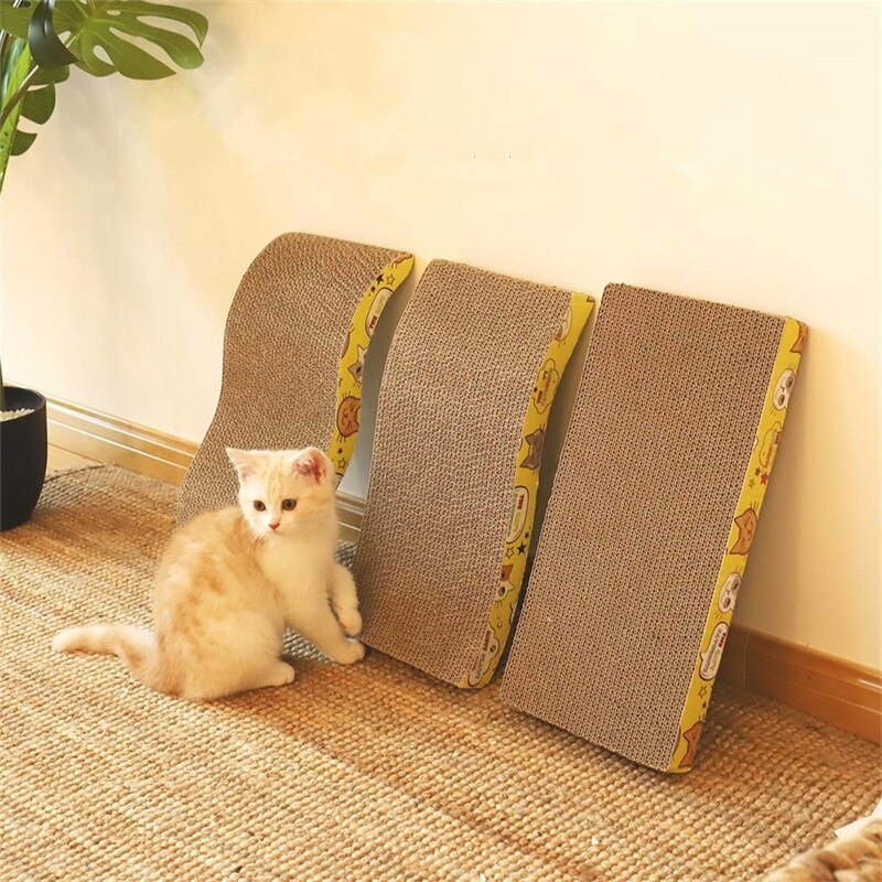Big-size Cat Scratch Board 4 Shape Cat Toy Double-sided Durable Pet Scratcher Pad Bed Mat with Catnip Toy Claw Care