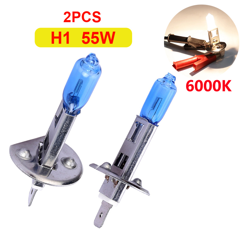 2 stk. super-led-pærer hvide 12v h1 h4 h7 forlygtesæt 100w 6000k bilpærer xenon-lampe superklar halogen-bilforlygte: Lilla