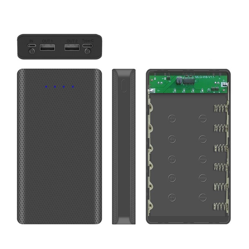 Kit Power Bank Fai-da-te Con Custodia Per 6 Batterie 18650 - Display LCD E Uscita USB