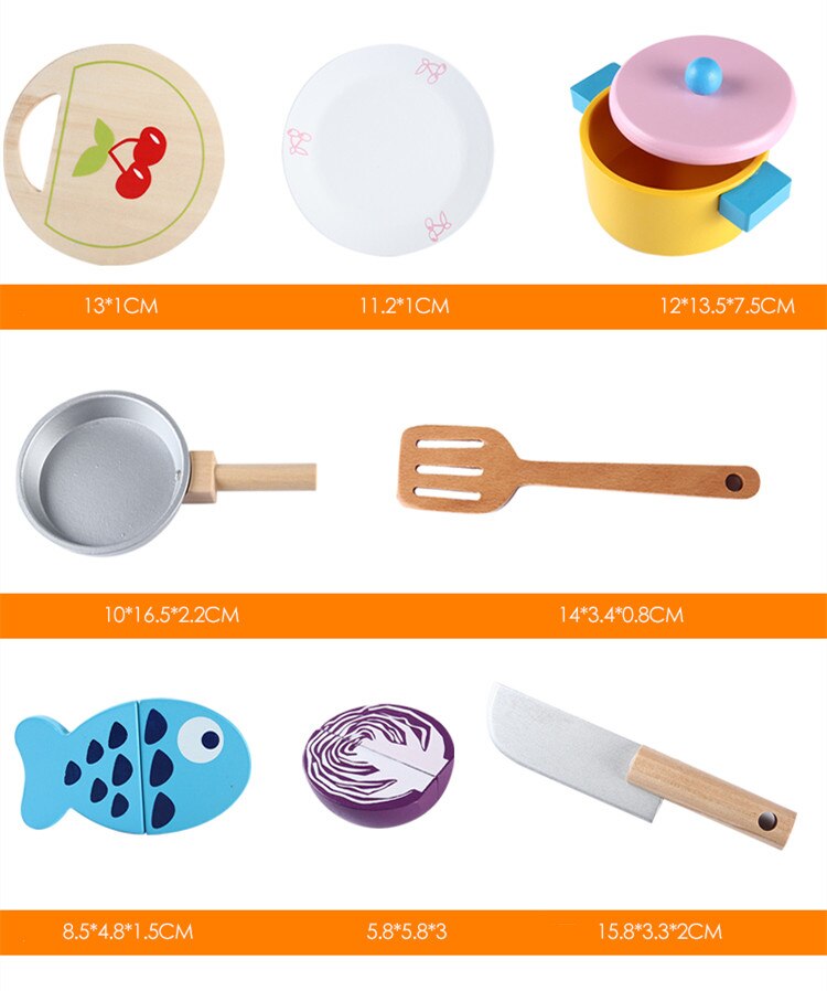 Simulazione del bambino bambola Combinazione Pentole Verdura/Pesce Piatto Caldo Giocattoli di Legno Gioca Cucina Cibo Taglio Prentend Gioca Cibo Compleanno Seme regalo