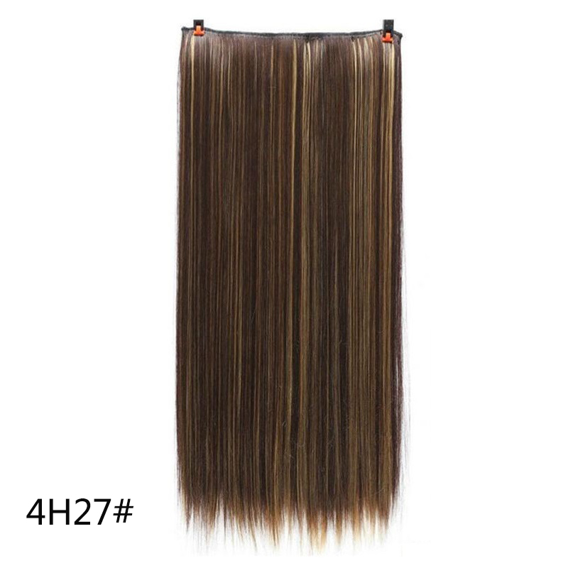Extensiones de cabello invisibles de una pieza con 5 clips sintético, postizo largo y recto de 24 pulgadas resistente al calor para mujeres: #144