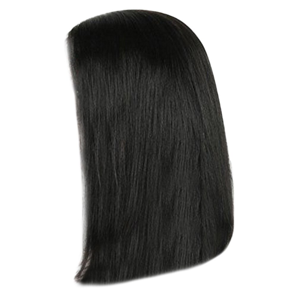 36cm Middle Part Straight Black Wig Synthetic Wigs For Black Women Heat Resistant Fiber Black Fluffy Bob Style Straight Wig#g30