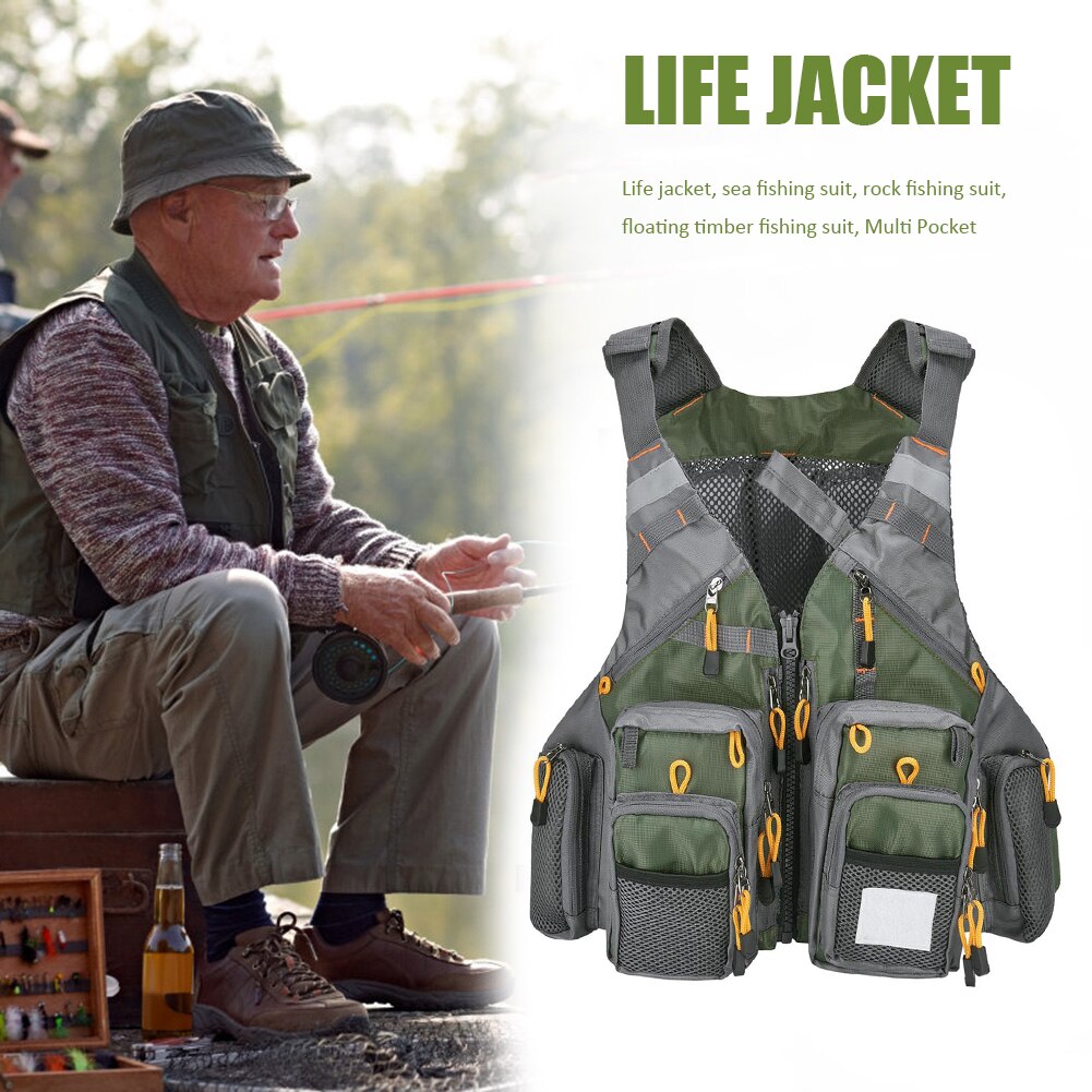 Breathable Fly Fishing Vest Multi-Function Adjustable Mesh Multi-Pocket Jackets Fisherman Fishing Gear Equipment
