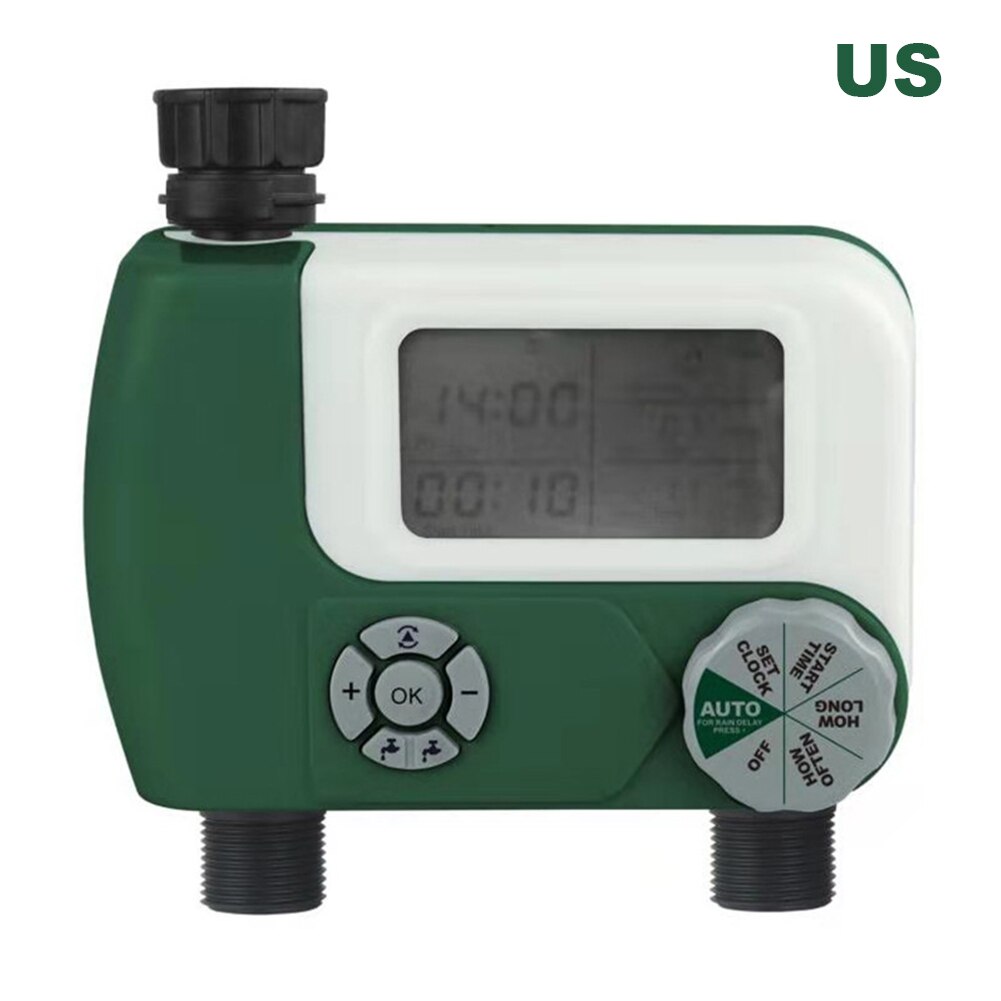 Irrigation Controller Dual Interface Outdoor Automatic Garden Water Timer LCD Display ABS Tool Battery Powered Home Intelligent: US