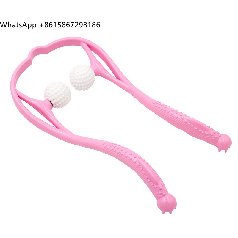 Pressure Point Therapy Neck Massage Tool Pressure Relieve Hand Roller Massage Neck Shoulder Dual Trigger Point Self Massager: pink