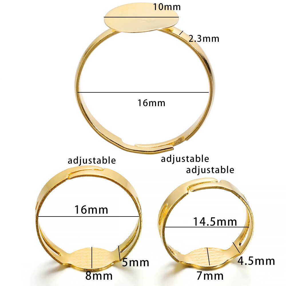 20-40 sztuk/partia 7-10mm Metal regulowany puste pierścienie ustawienie dla DIY ręcznie pierścień tworzenia biżuterii znalezienie akcesoria