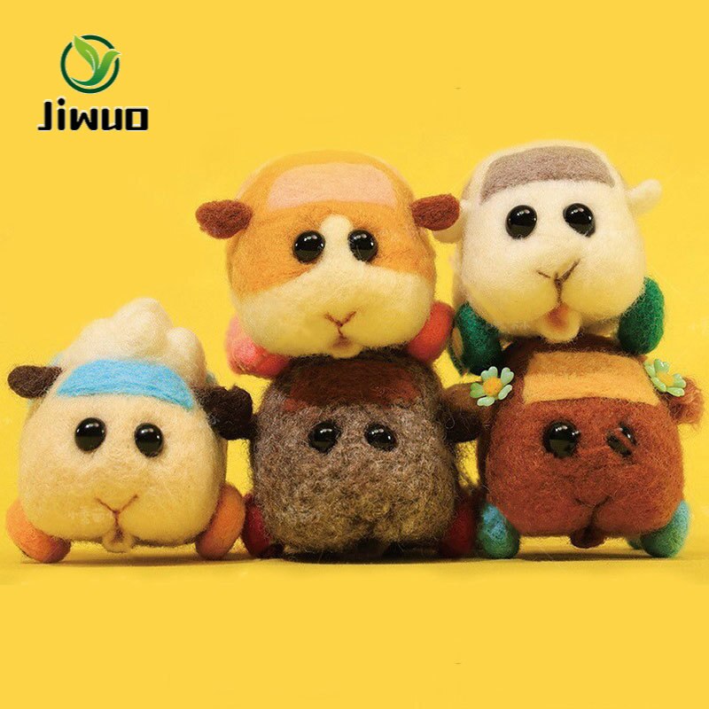 Jiwuo Wool Felt Craft DIY Non Finished Poked Set Handcraft Kit for Needle Material Wool Felt Poke Hamster Material Package