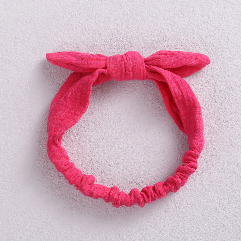 Cintas elásticas para el pelo para bebé, diadema de lino y algodón para niña, accesorios para el cabello con nudo, turbante con orejas de conejo para niño pequeño, lazos de Playa suaves: 8