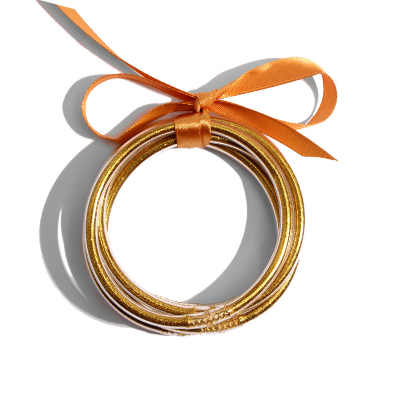 5 Stuks In Een Vriendschap Luipaard Roze Goud Glitter Jelly Armband Vriendschap Bangle