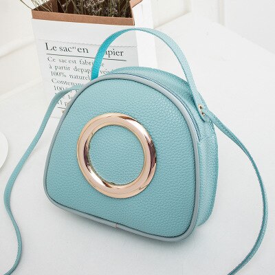 Frauen PU Leder Handtaschen Ring Dekoration Weibliche Kleine Mini Kühle Schulter Crossbody Hand Tasche für Kleine Mädchen Kinder: blue