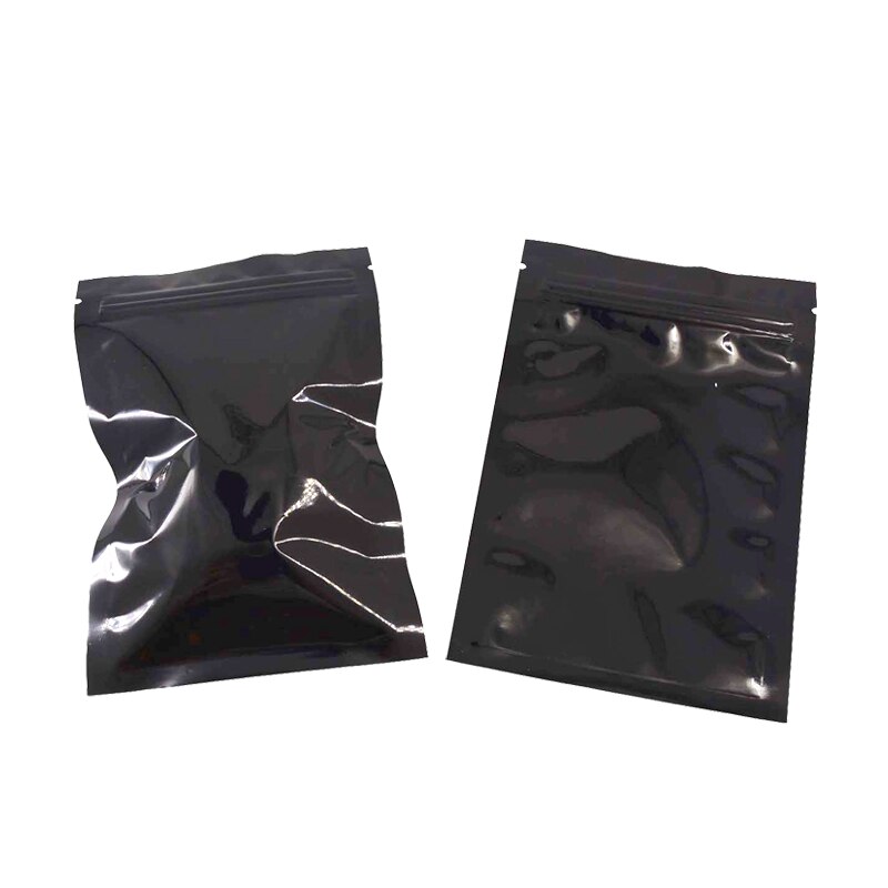 100 stk svarte metalliserte zip lock-poser matpose matoppbevaringsposer, svarte plast-aluminiumsfolie zip-poser