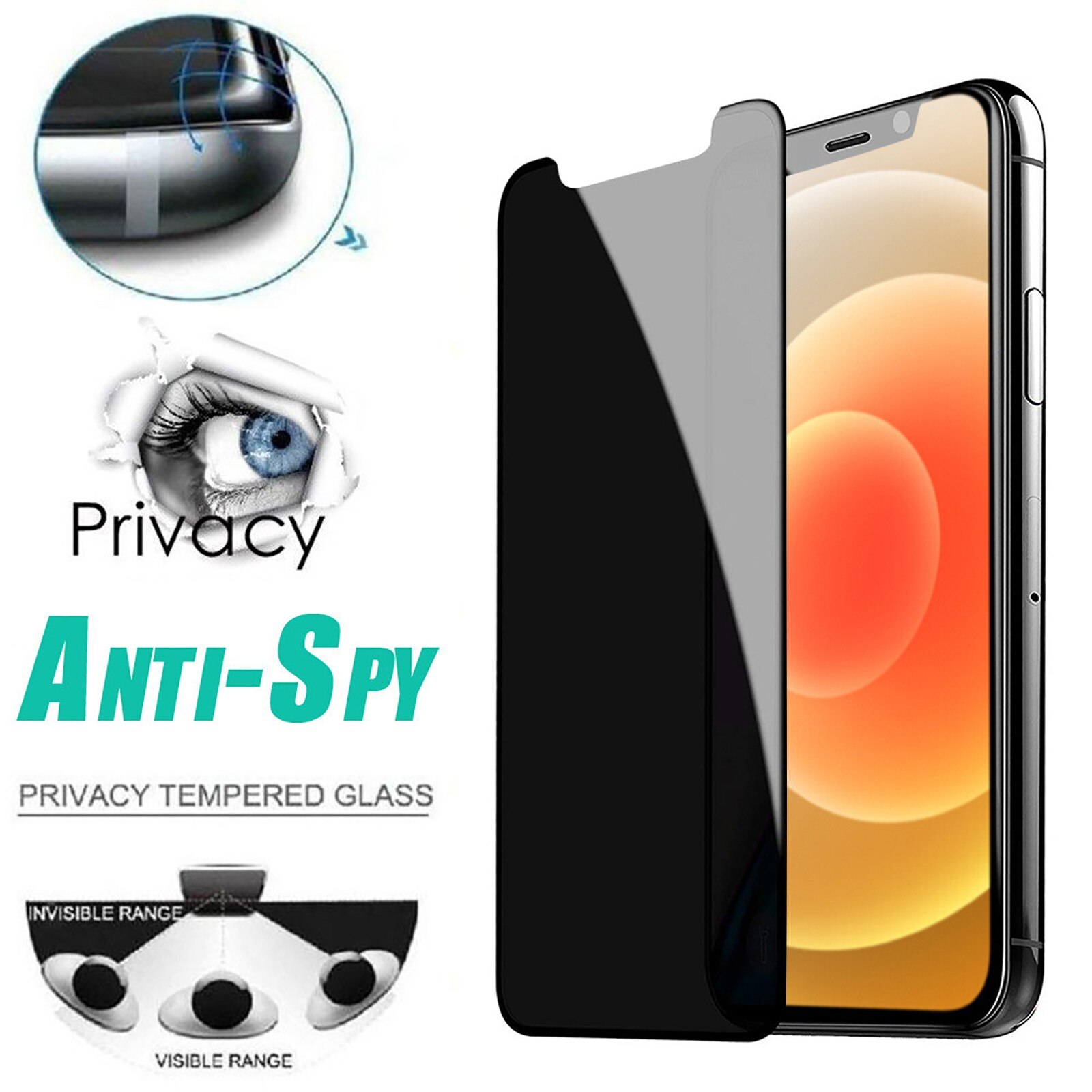 Voor Iphone 12 Mini Semi-Screen Transparante Privacy Film Gehard Protector Privacy Anti-Spion Film 3D 9H gehard Glas Screen