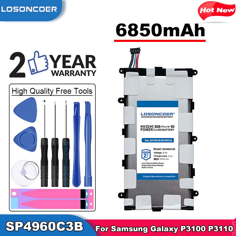 Losoncoer 6850 Mah SP4960C3B Batterij Voor Samsung Galaxy Tab 2 7.0 GT-P3110 GT-P3113 P3100 P3110 P6200 P3113 P6210