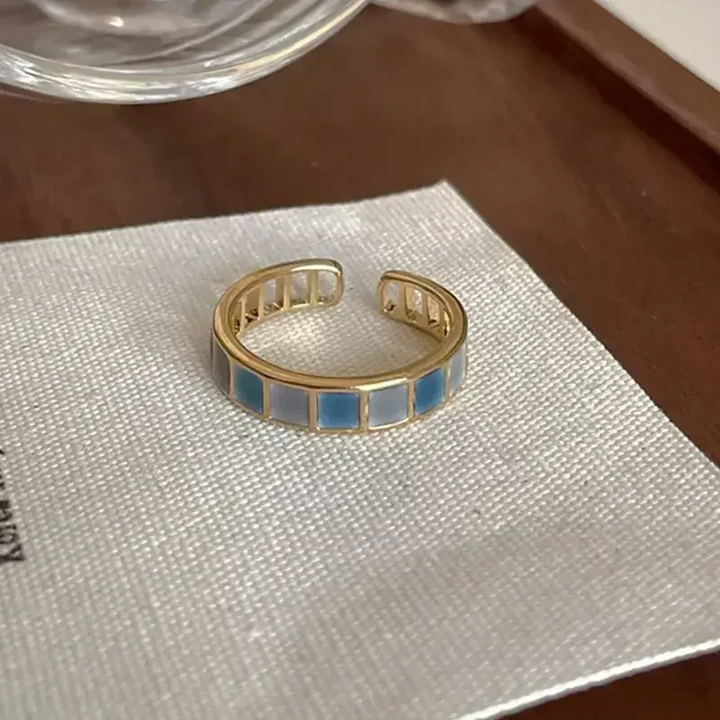 Roestvrij stalen hamerpatroon groot hart opening gouden ring voor vrouwen mode-accessoires textuur sieraden verjaardagscadeaus: CAMEL