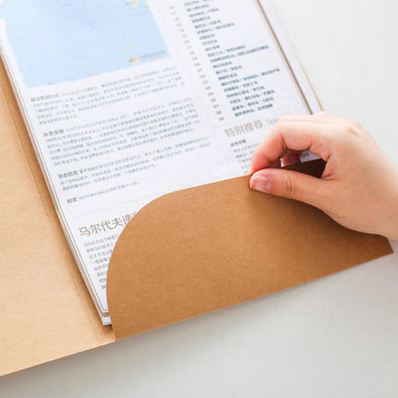 Retro Kraft Paper File Cover L-shape A4 Paper Document Holder Conference A4 Files Report Cover