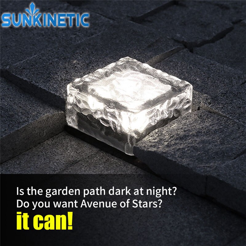 Waterproof Solar Lawn Lamps Solar Floor Tile Light Outdoor Lawn Lamps Square Ice Block LED Light Garden Stairs Lamp