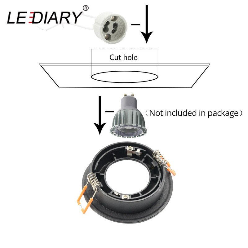 LEDIARY Zwart LED Downlighters GU5.3 GU10 Fitting 90-265V Verzonken Plafond Spot Lamp Frame Bulb Verwisselbare 75MM 90MM Cut Gat