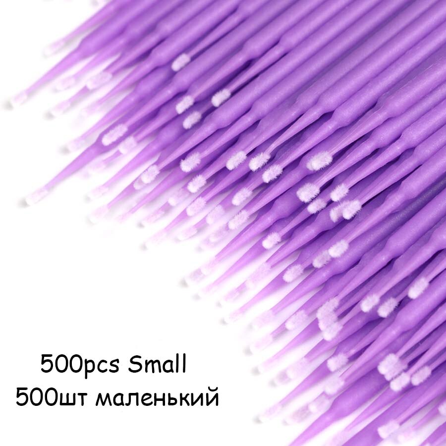 300/500 Pcs Disposable MicroBrush Eyelashes Extension Individual Lash Removing Swab Micro Brush For Eyelash Extension Tools: 500 pcs lightpurple