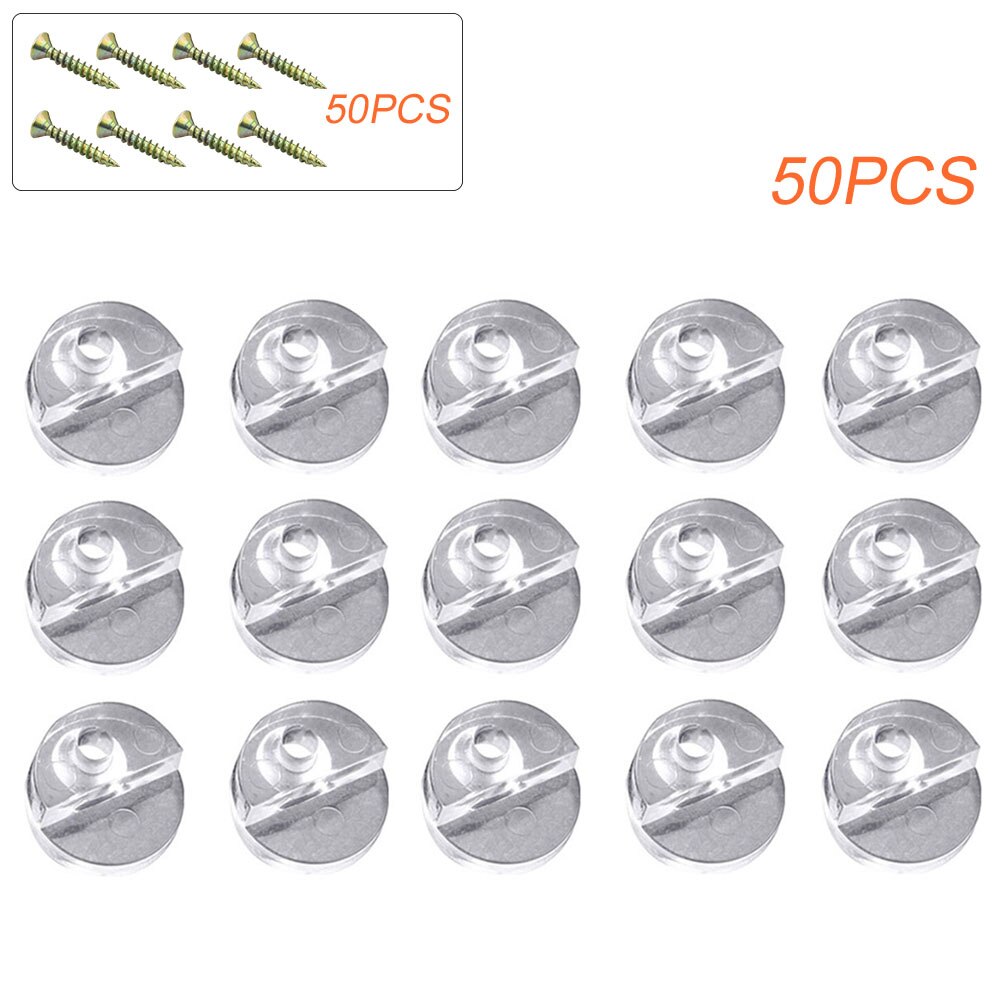 50Pcs Hardware Installeren Plastic Glas Retainer Clips Kit Windows Met Schroeven Kastdeur Vaste Houder Clear Accessoires