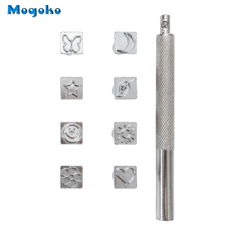 Mogoko Leathercraft Stamps Punching Tools Alloy Steel Pattern Stamps Punch Set DIY Leather Craft Working Saddle Making Tools 8pc