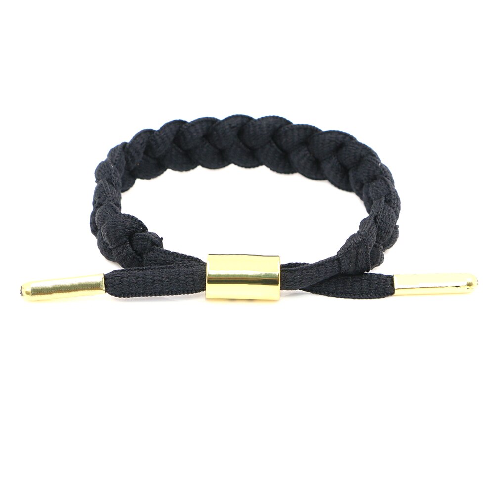 Casual Vrouwen Schoenveters Geweven Armband Temperament Polsband Eenvoudige Armband: Black