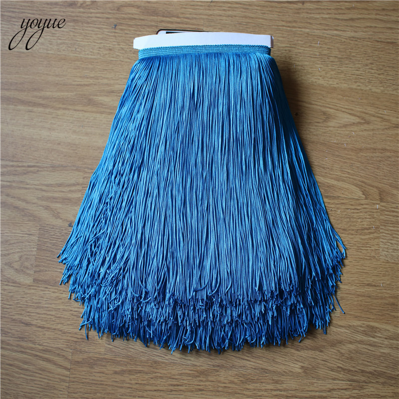 YOYUE 1 Yard 30CM Lange Kant Fringe Trim Tassel Fringe Trimmen Voor Diy Latin Jurk Stage Kleding Accessoires Kant lint: Lake Blue