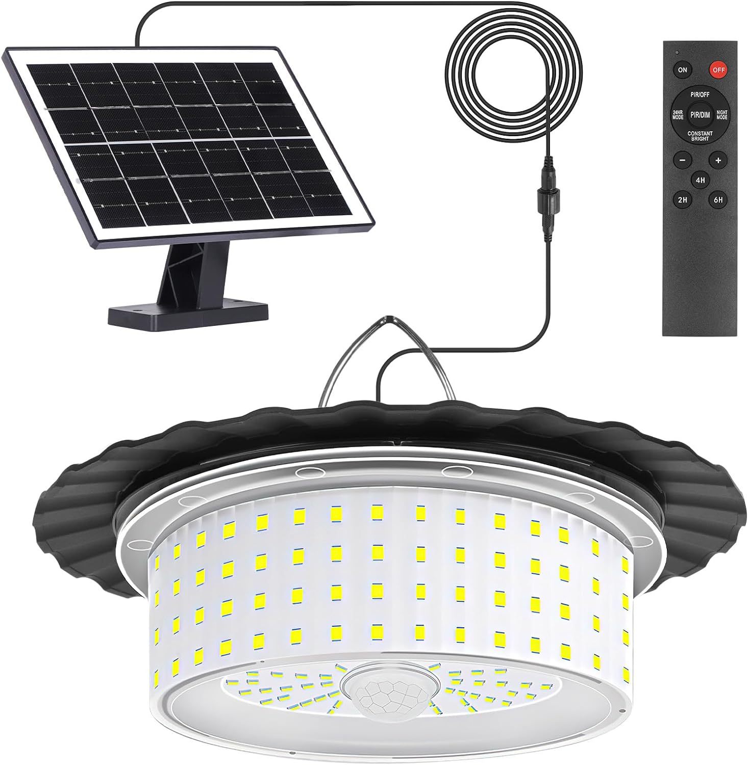 Hanglamp op zonne-energie binnen en buiten, bewegingssensor op zonne-energie, 244LED-beveiligingslamp met afstandsbediening voor buitentuin: Default Title