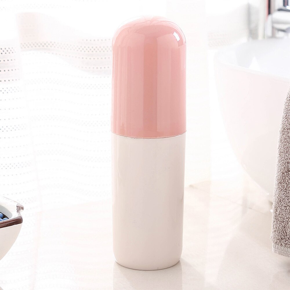 Travel Portable Toothbrush Toothpaste Case Holder Box Container Hiking Camping Toothbrush Storage Box Toothpaste Organizer: Pink