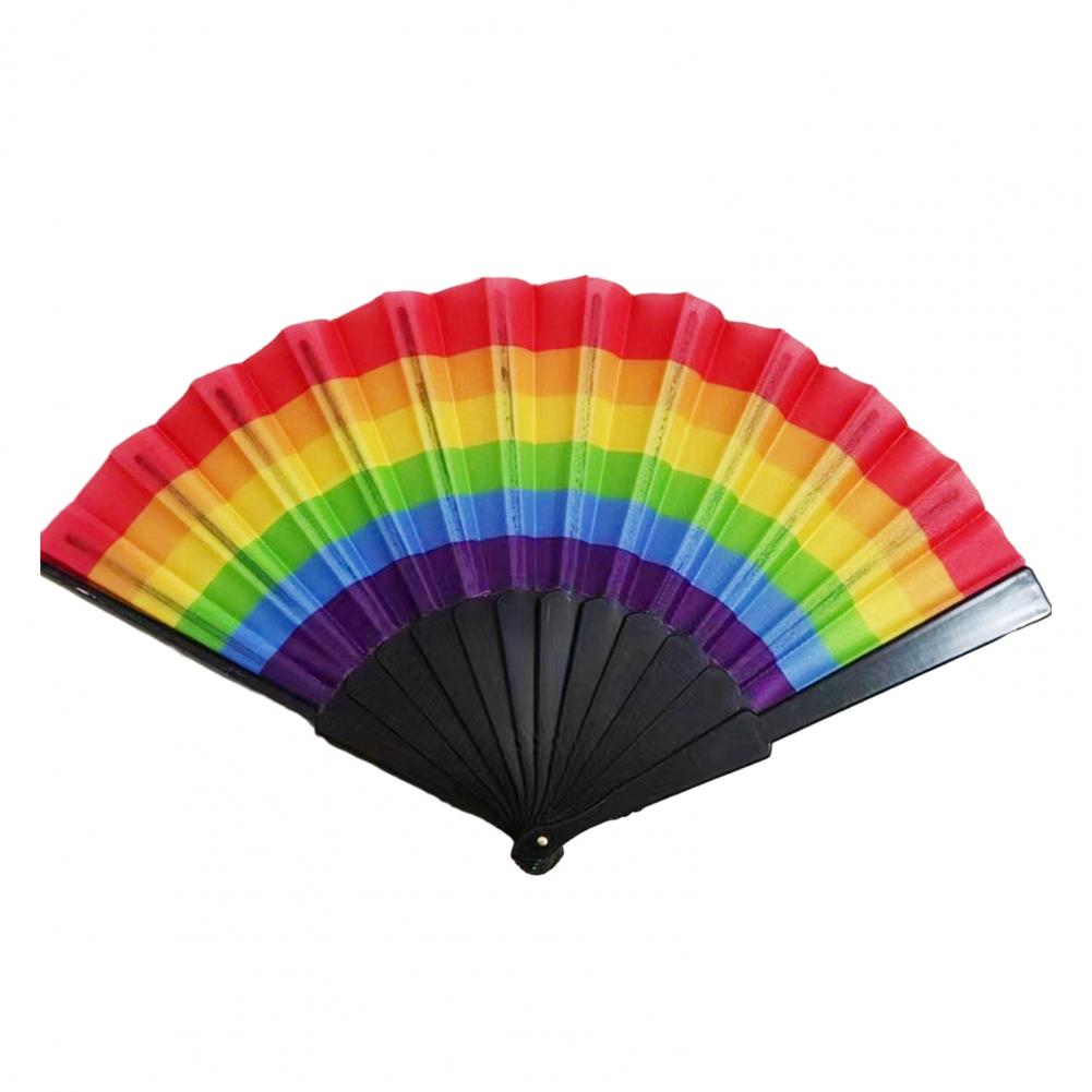 Regenboog Fan Kleurrijke Regenboog Opvouwbare Fan Lichtgewicht Compact Formaat Feestdecoratie Handventilator Draagbare Bruiloft handventilatoren: Rood