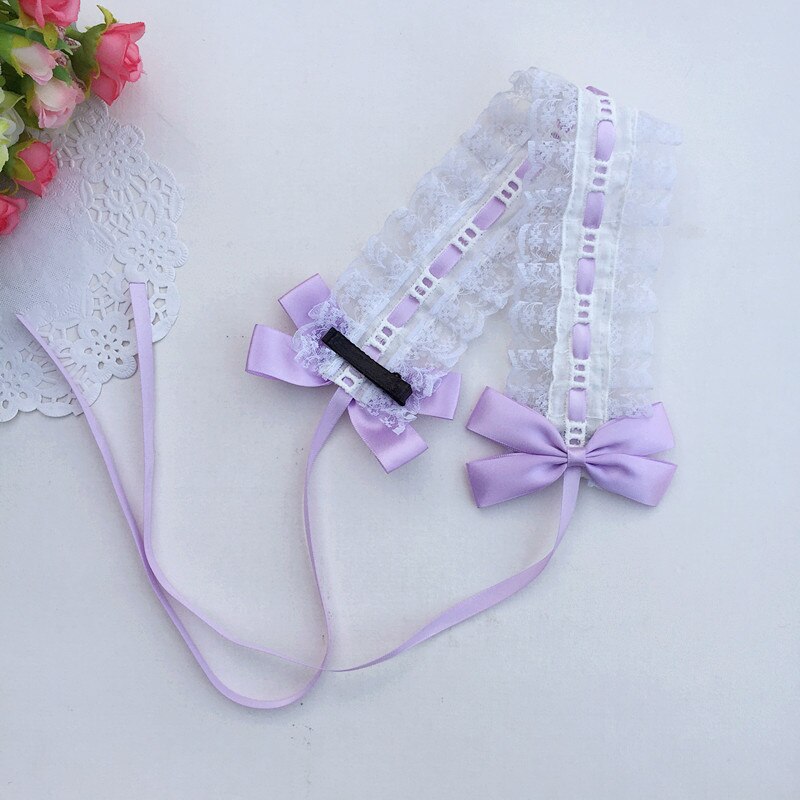 Lolita coiffe japonaise douce fille cheveux décoration douce dentelle Lori cheveux avec KC ruban sombre noeud: Purple