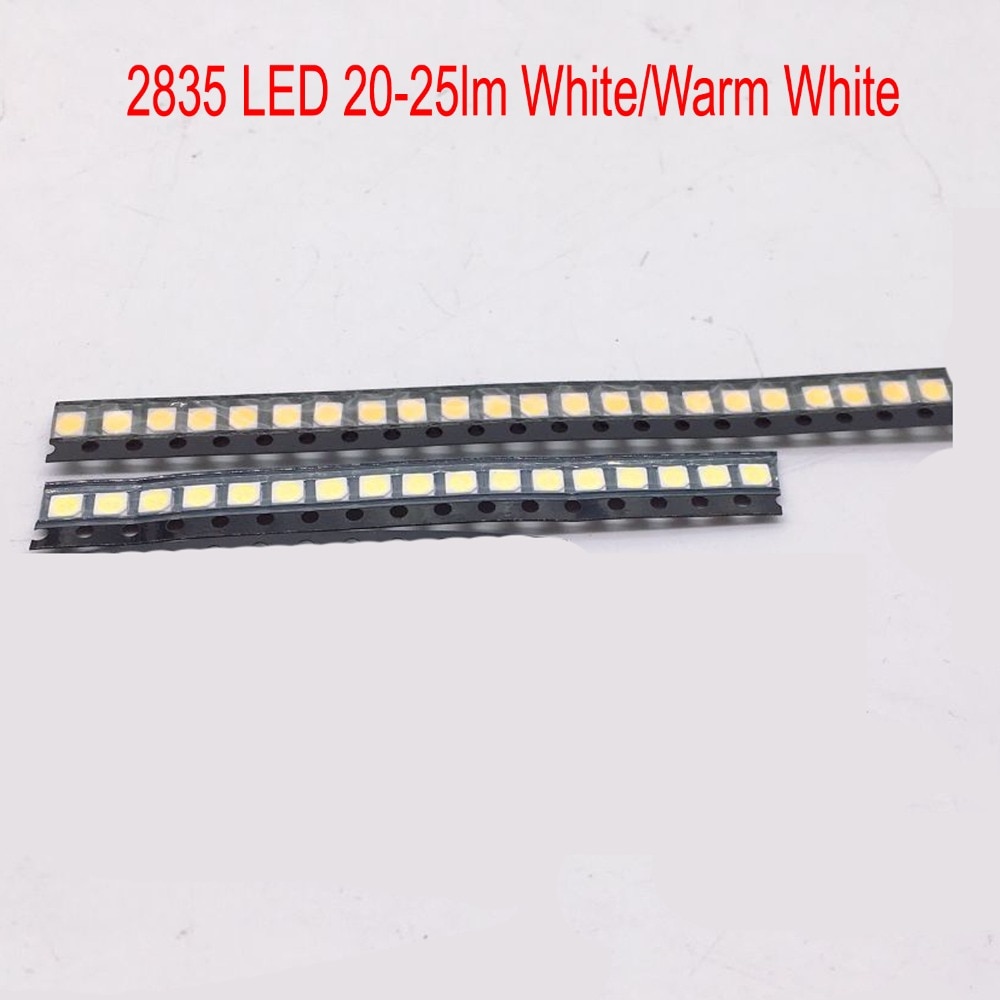 100pcs 0.2W SMD 2835 LED Lamp Bead 20-25lm White/Warm White SMD LED Beads LED Chip DC3.0-3.6V for All Kinds of LED Light