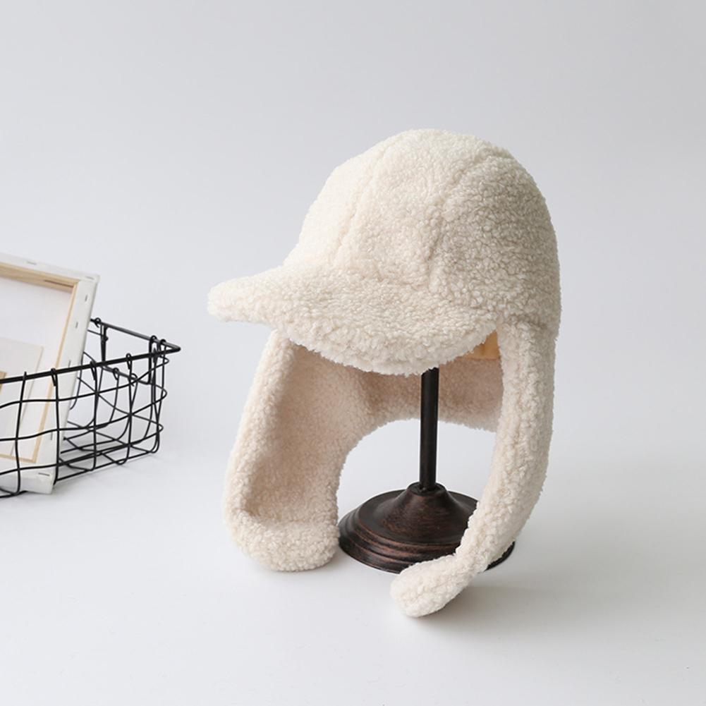 MISSKY mujeres sombreros estilo coreano todo a juego espesado Linda gorra de béisbol oído protección de peluche sombrero para Otoño Invierno: white