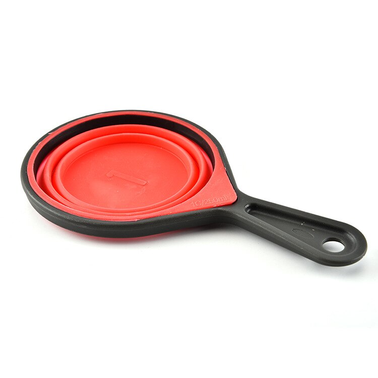 Juego de 4 tazas medidoras de silicona, cucharas medidoras plegables, herramienta de cocina, pastel, helado, plegable, herramientas para hornear y cocinar