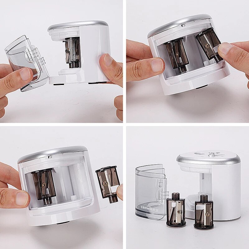 Tihoo Grey Blue Pink Automatic Stationery Electric Pencil Sharpener For Kids Blade School Supplies