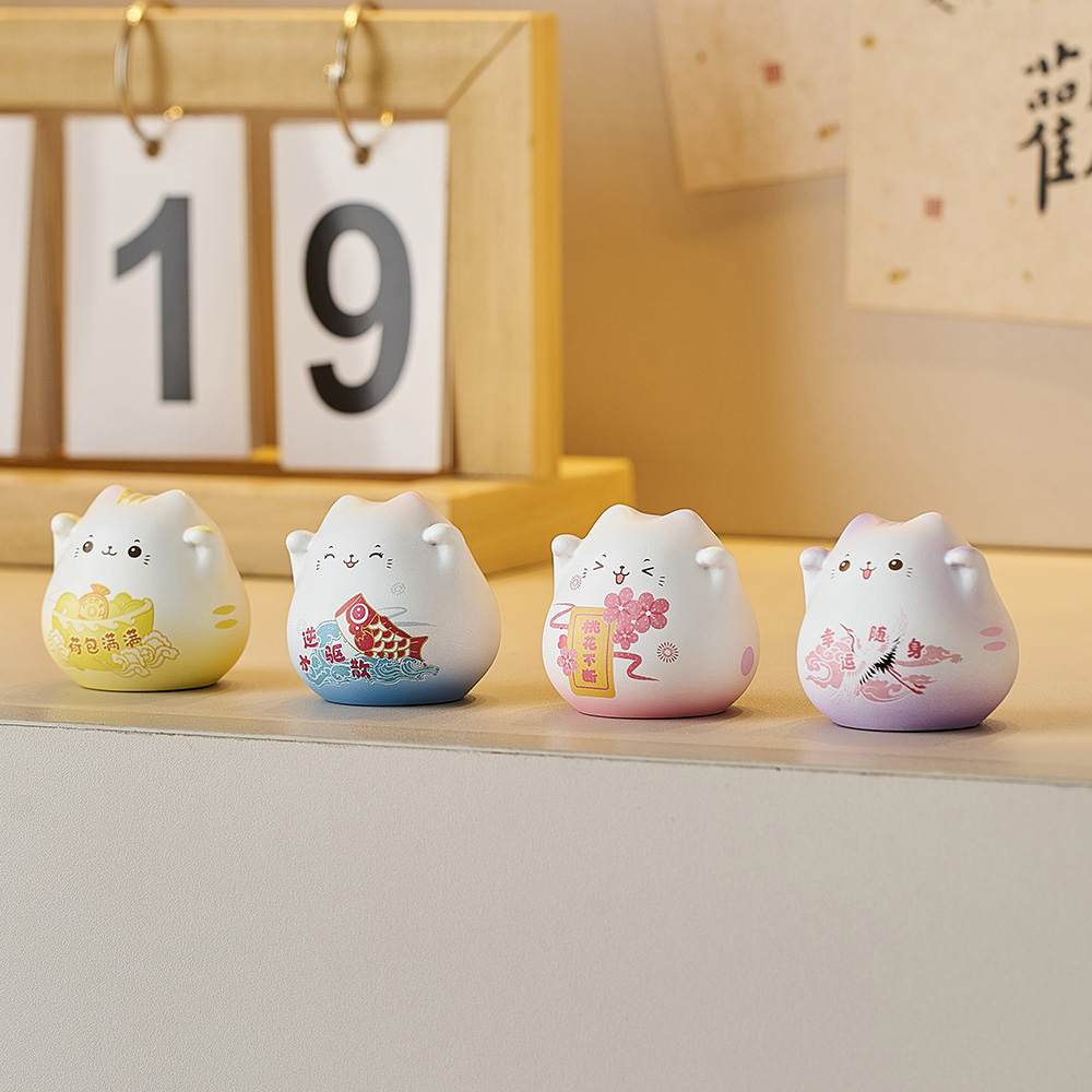 Maneki Neko-decoración del hogar, adornos de gato de la suerte, artesanías de cerámica, estatuas de animales de la fortuna, decoración de habitación, accesorios de escritorio,